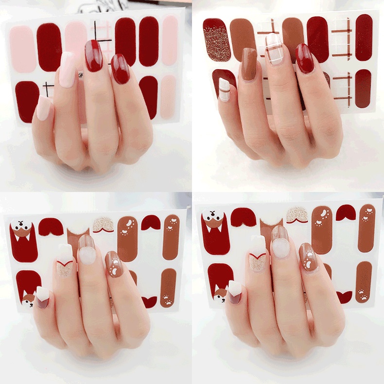 Sticker decal dán móng làm nail mi theo phong cách thời trang nữ Hàn Quốc (Set gồm 14 miếng)