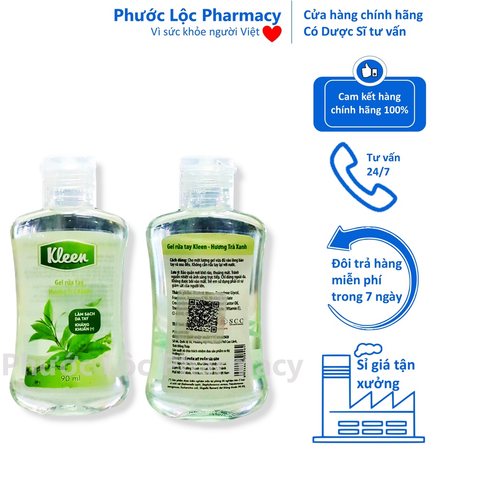 Dung Dịch Gel Rửa Tay Khô Bỏ Túi Kleen Hương Trà Xanh 90ml