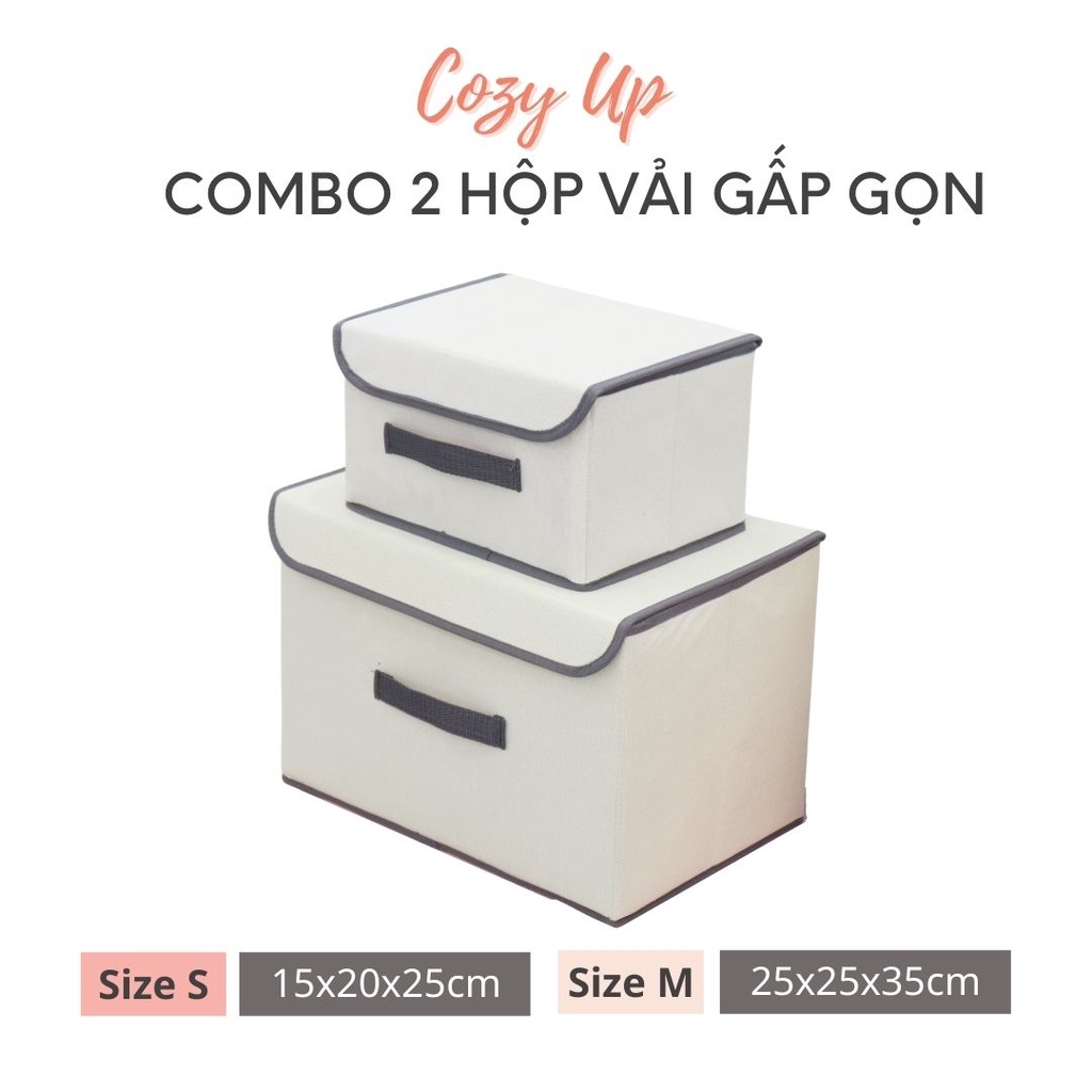 Set 2 hộp vải đựng quần áo gấp gọn có nắp