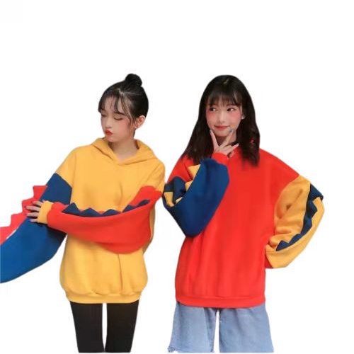 Áo hoodie lót nhung họa tiết khủng long nhỏ phong cách Harajuku cho nữ | BigBuy360 - bigbuy360.vn