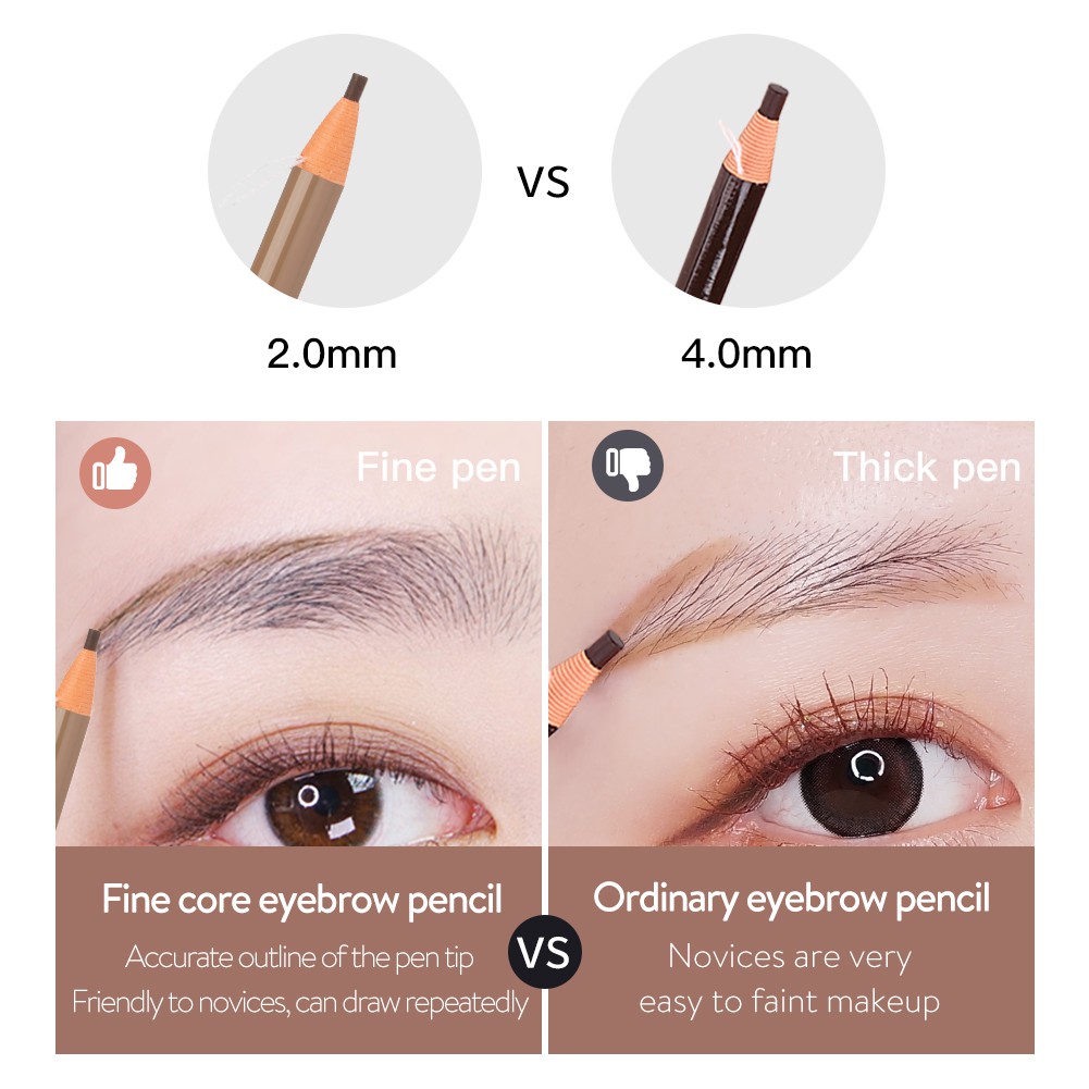 Bút Kẻ Lông Mày GECOMO Chống Nước Lâu Phai 6 Màu Sắc Lựa Chọn