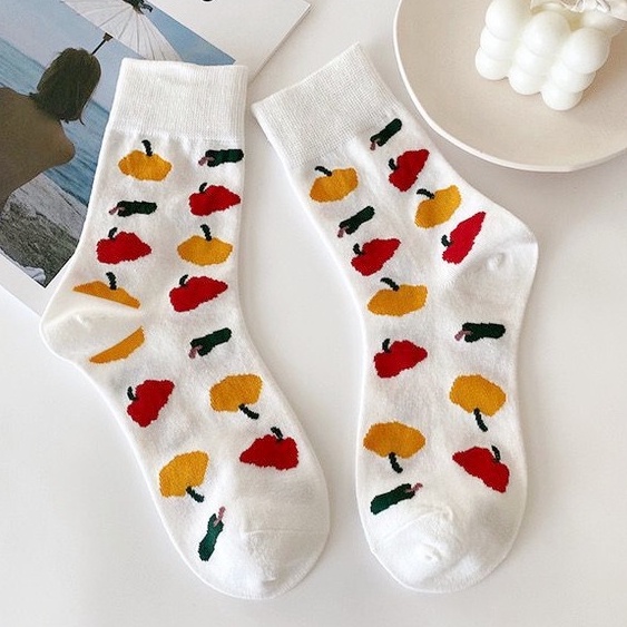 Tất Vớ Cotton Cổ Cao In Hình Hoạt Hình Xinh Xắn Cho Nữ