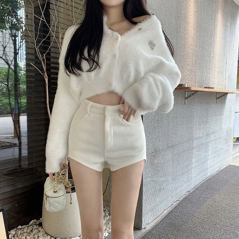 Quần Short Len Siêu Mỏng Ôm Hông Thời Trang Xuân Thu Dành Cho Nữ 2022