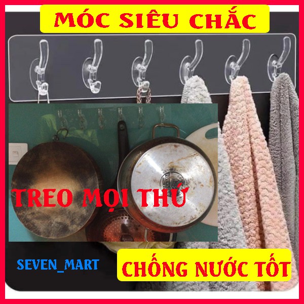 Móc Dán Tường Trong Suốt 6 Nhánh Treo Dính Siêu Chắc