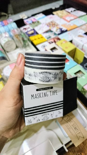 Băng dính trang trí washi tape đồng giá - 1 set gồm 2 cuộn