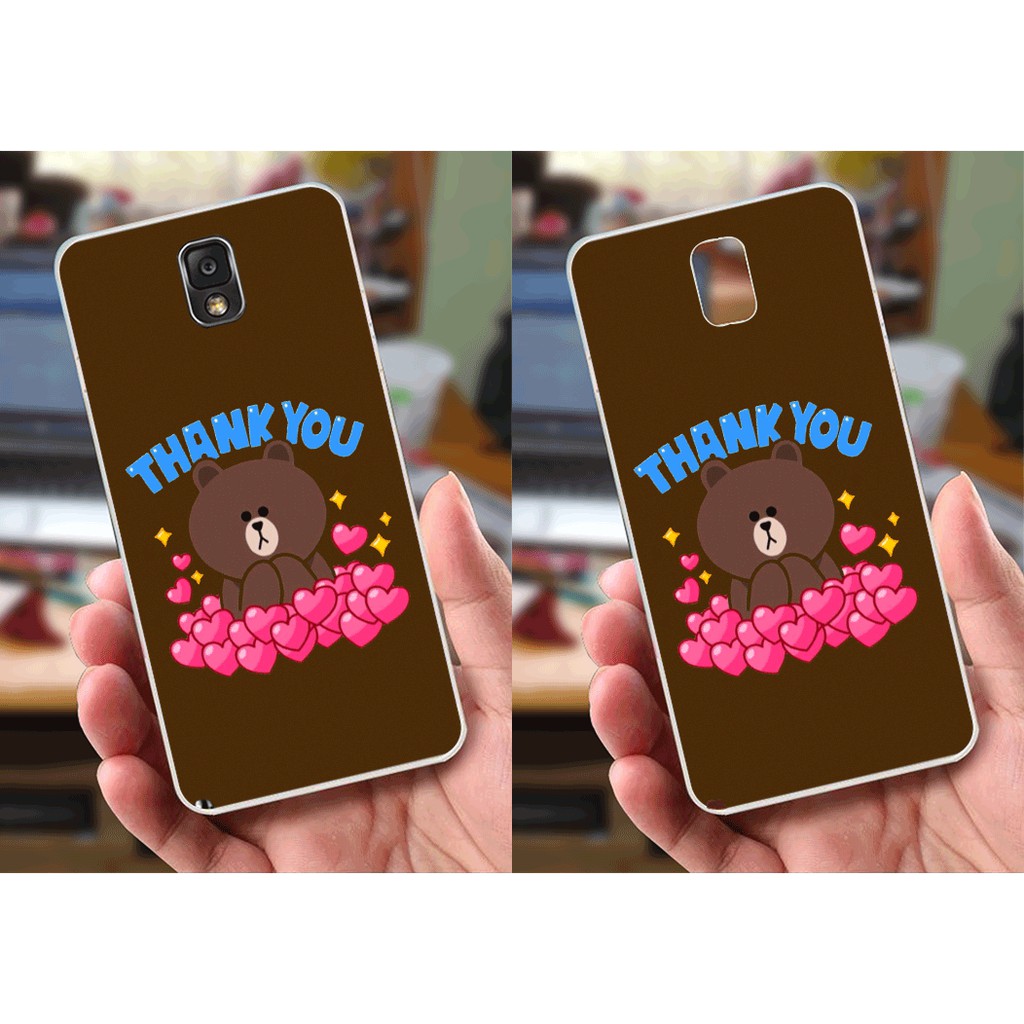 Ốp lưng Samsung Note 3 (dẻo viền trắng trong) - Hinh Gấu Brown, Panda Cực Dễ Thương