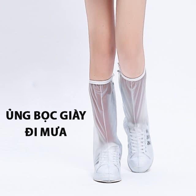 [HOT HOT] Ủng Bọc Giày Đi Mưa Cổ Cao - Đế Cao Su - Chống Nước - Chống Trượt - Dành Cho Mùa Mưa,  Nhựa PVC Cao Cấp