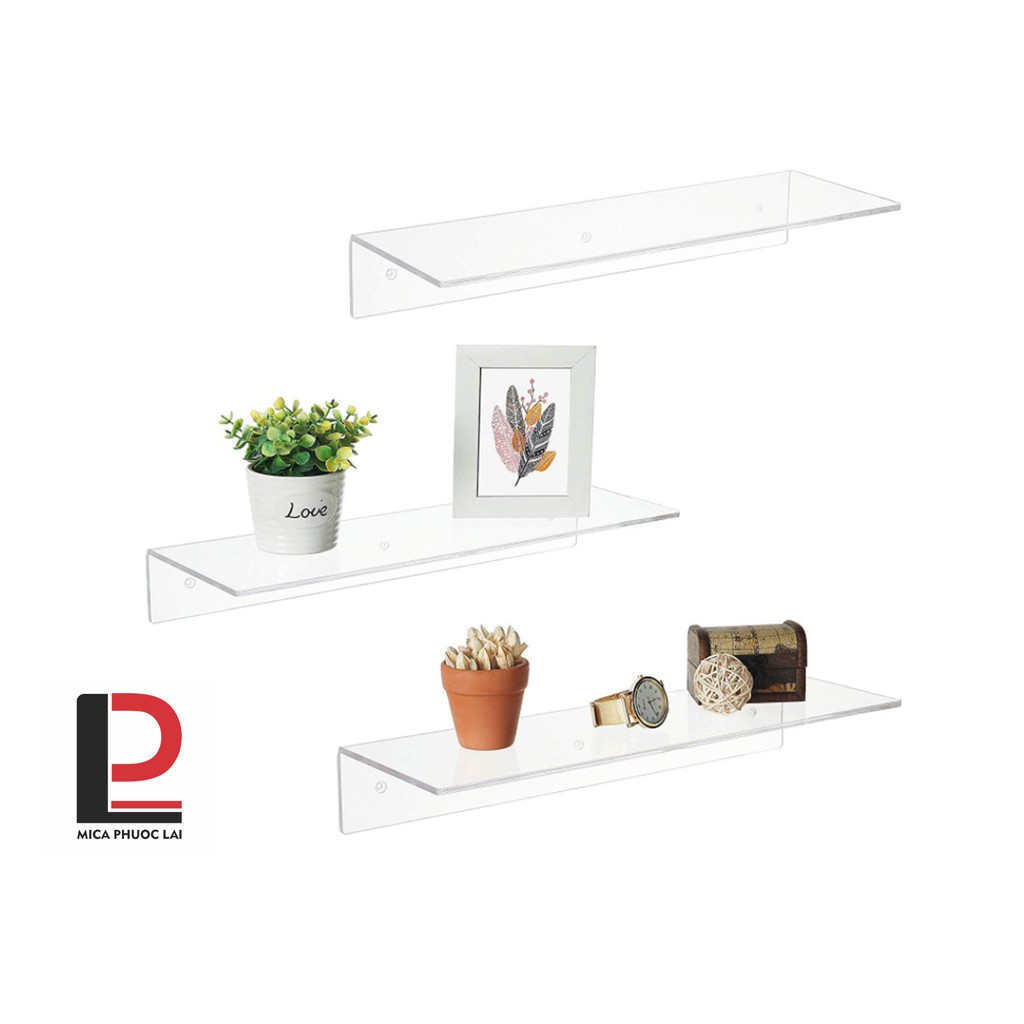 Kệ mica, acrylic chữ L treo tường cao cấp