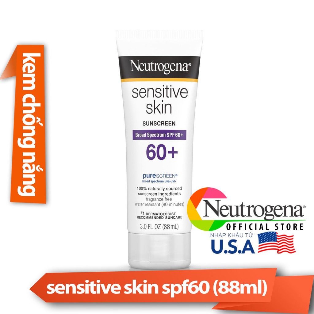 Kem Chống Nắng Neutrogena vật lý cho da nhạy cảm Sensitive Skin Sunscreen SPF60 (88ml) _ NTG016CN