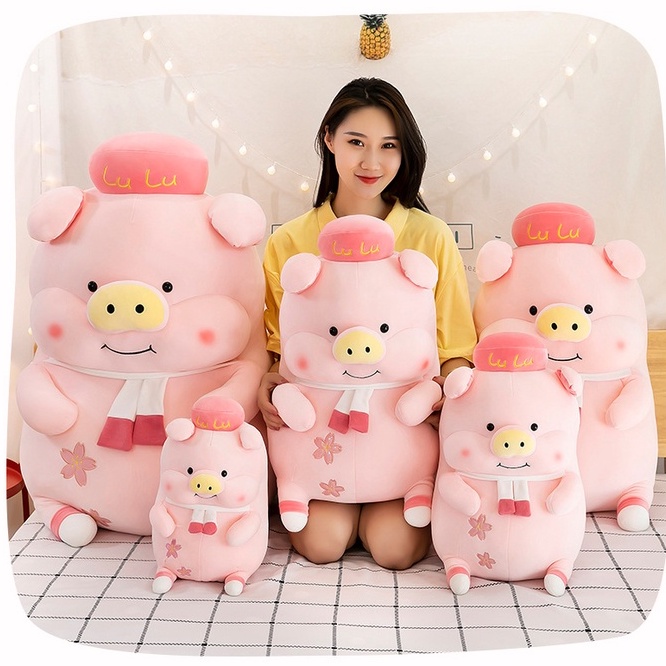 [Hàng mới về] Gấu bông Heo Lu Lu hoa anh đào lông mịn Đáng yêu