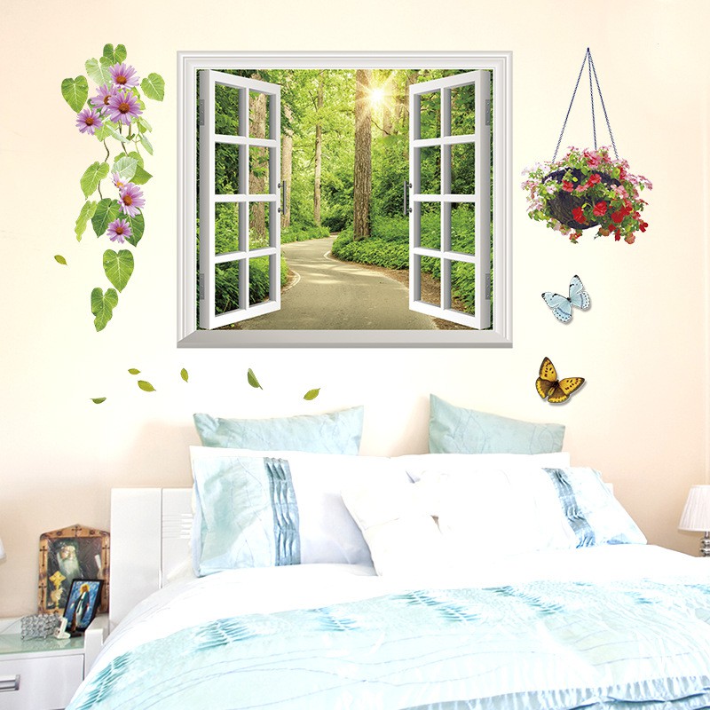 Decal dán tường Cửa sổ rừng xanh | BigBuy360 - bigbuy360.vn