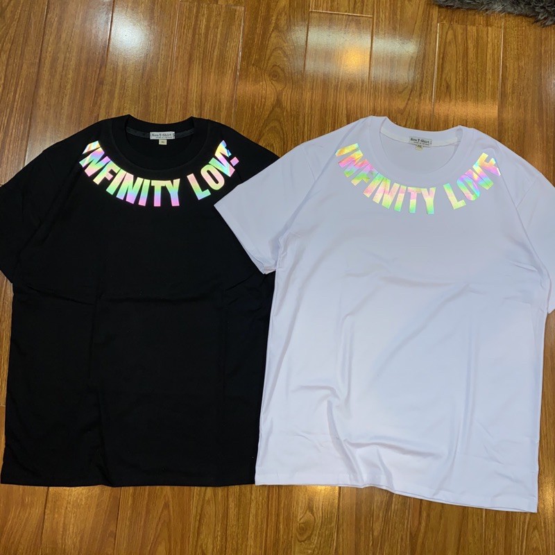 Áo Thun Phản Quang In Hình Infinity Love, Vải Cotton 75% Co Giãn, Phom Rộng Unisex Cho Nam và Nữ.