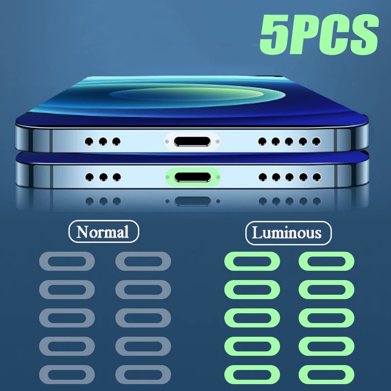Bộ 5 Miếng Dán Cổng Sạc Type-C Chống Trầy Phát Quang Ban Đêm Cho iPhone Ốp