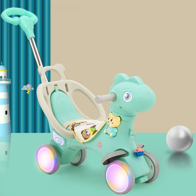 NGỰA CÓ CẦN ĐẨY - NGỰA BẬP BÊNH CAO CẤP - CÓ NHẠC, ĐÈN VÀ BÁNH XE
