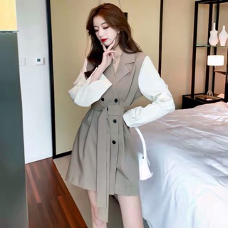 VÁY SƠ MI CỔ VEST ĐAI EO ( ẢNH THẬT CUỐI )