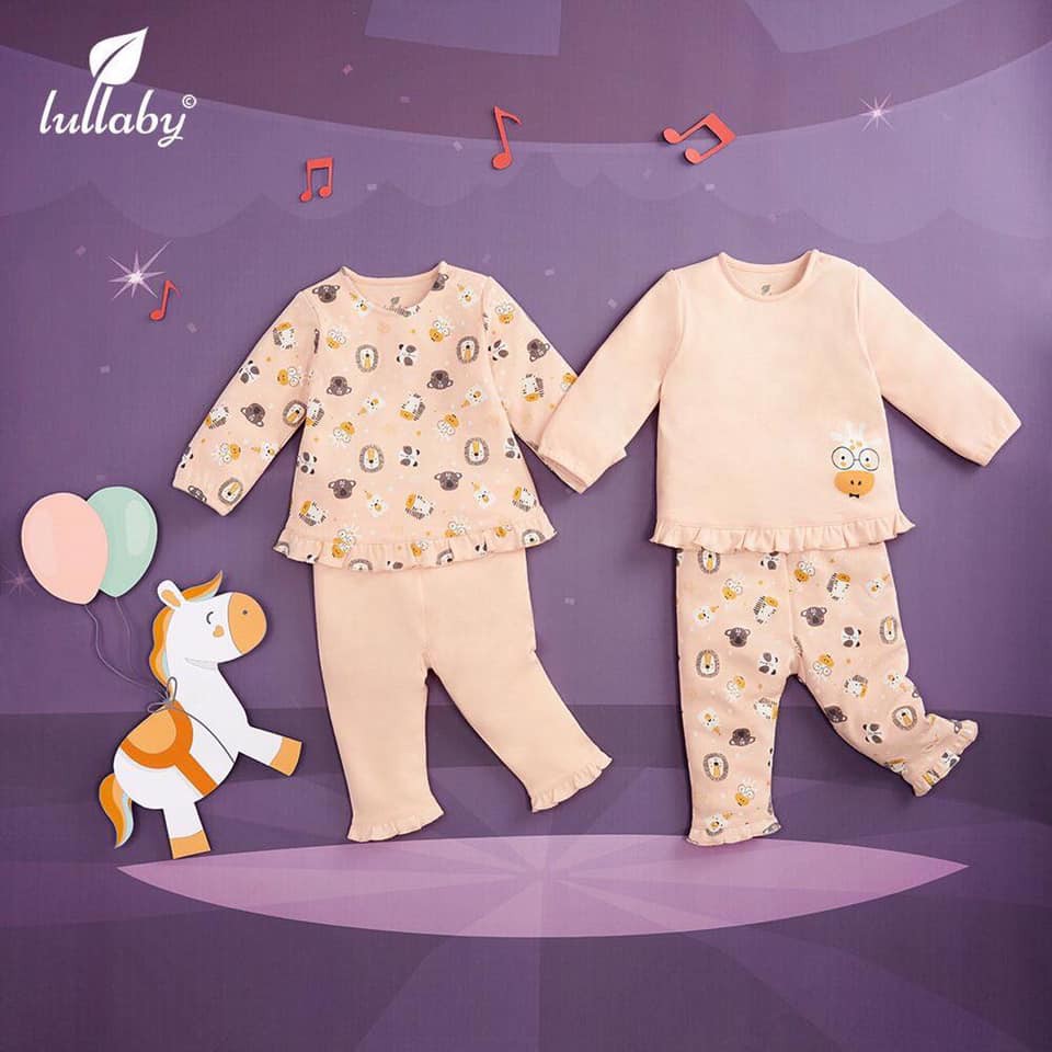 [Lullaby] Set 2 bộ tay dài bèo gấu bé gái siêu xinh