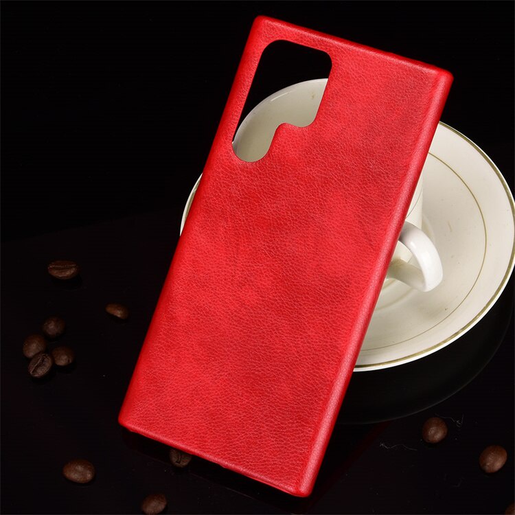 Ốp điện thoại bằng da PU và PC họa tiết vân trái vải dành cho Samsung Galaxy S22 Ultra Plus 5G