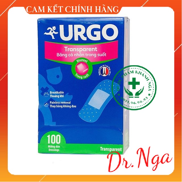 ✅  Băng cá nhân trong suốt Urgo Transparent (20 miếng x 4 kích cỡ)