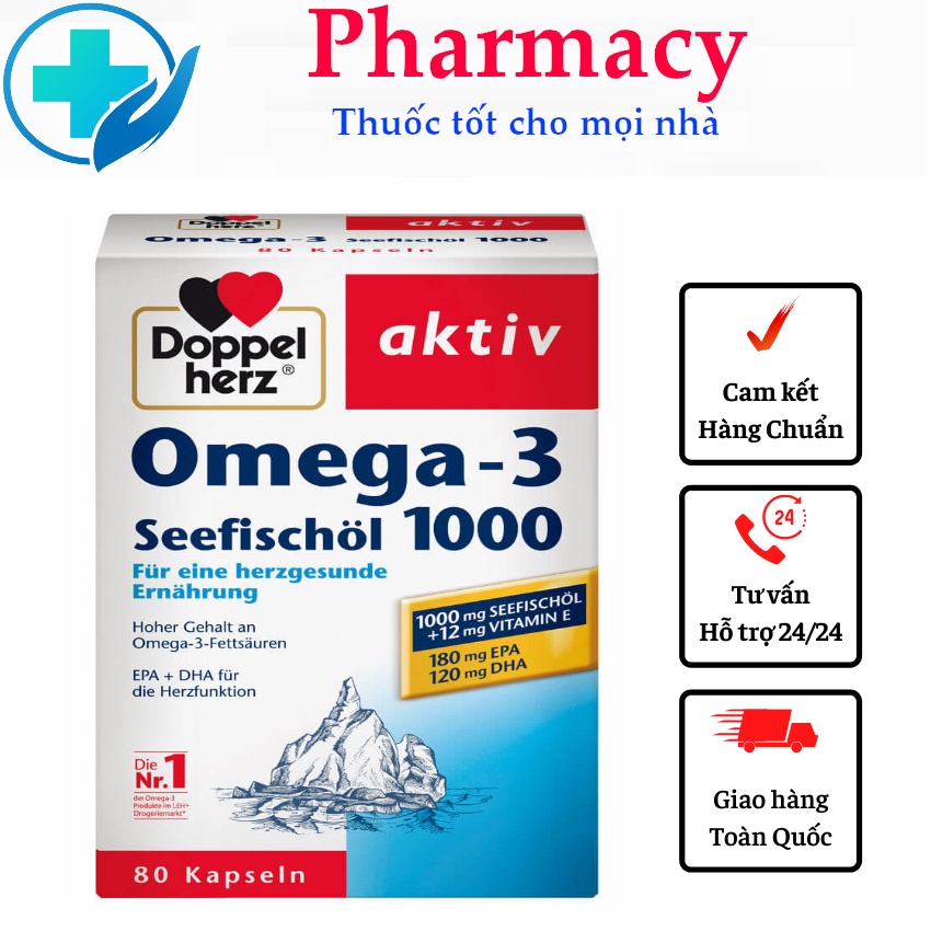Viên uống Bổ sung Omega 3 DHA EPA - Omega 1000mg hộp 80 viên từ dầu cá biển - Nội Địa Đức