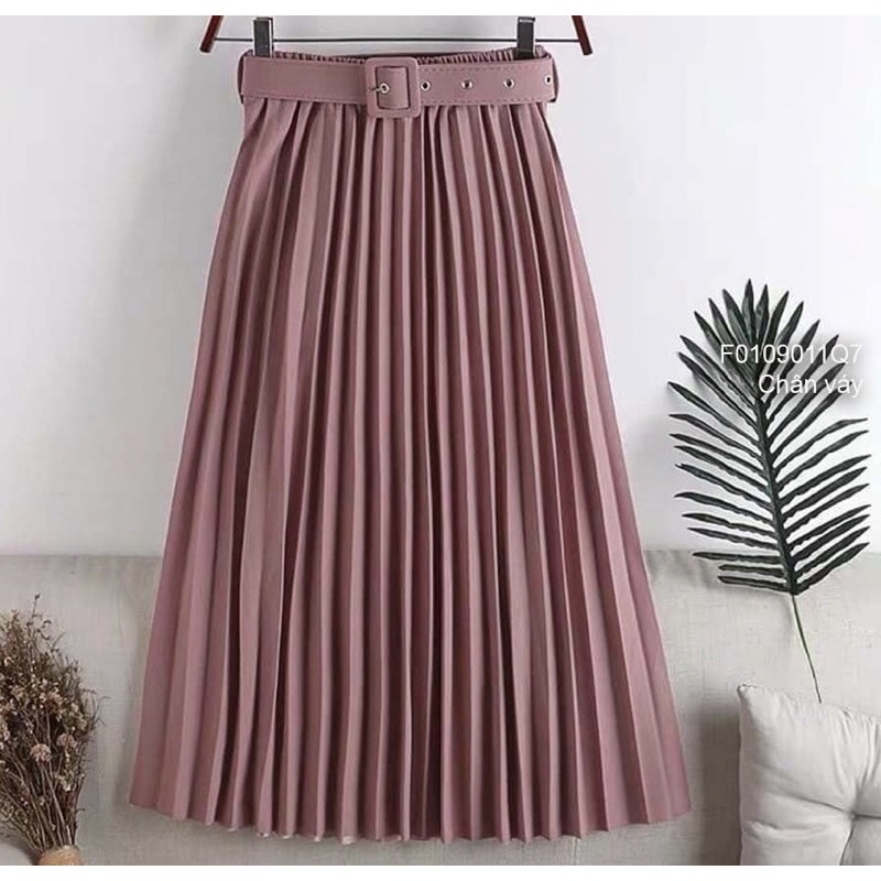 Chân Váy dài mi di gấp ly phối nịt eo TT0109
