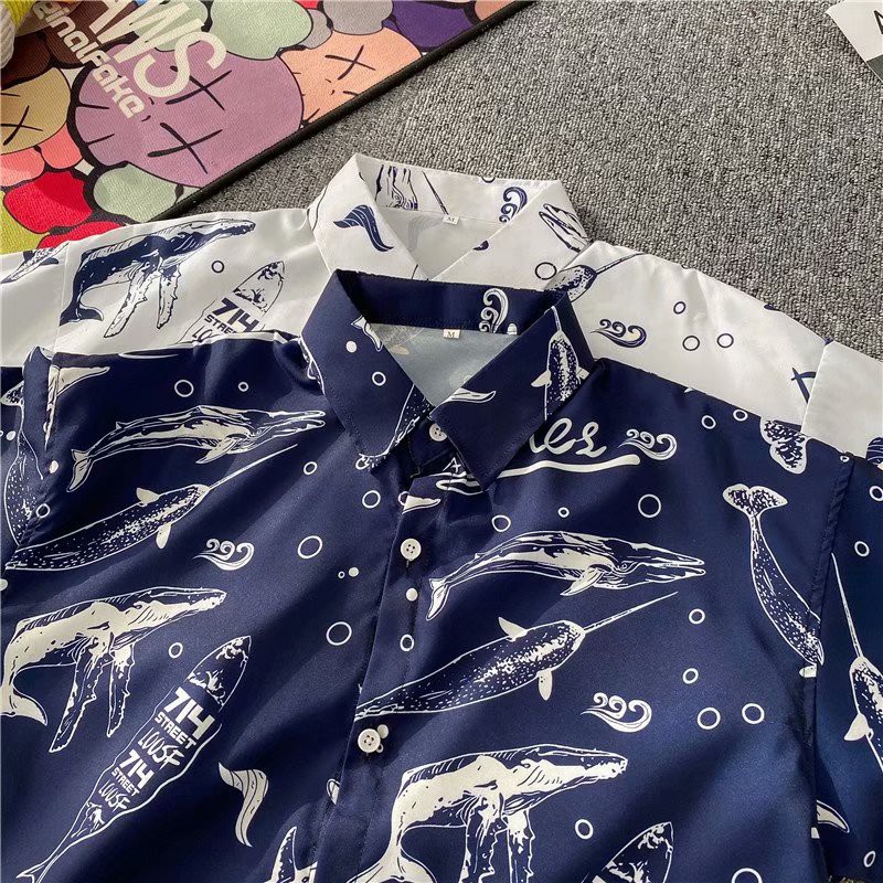 Áo sơ mi tay ngắn họa tiết hoa kiểu Hawaii trẻ trung hợp thời trang M-3XL