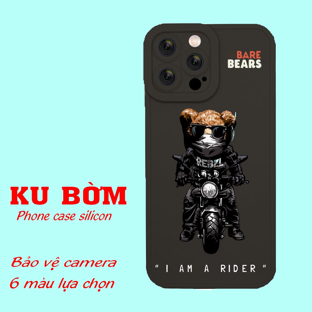 Ốp IP in hình gấu bông tay đua xe siêu đẹp cho Iphone 6 7 8 Plus 11 12 13 mini Pro Max X Xr HA-22BEAR033