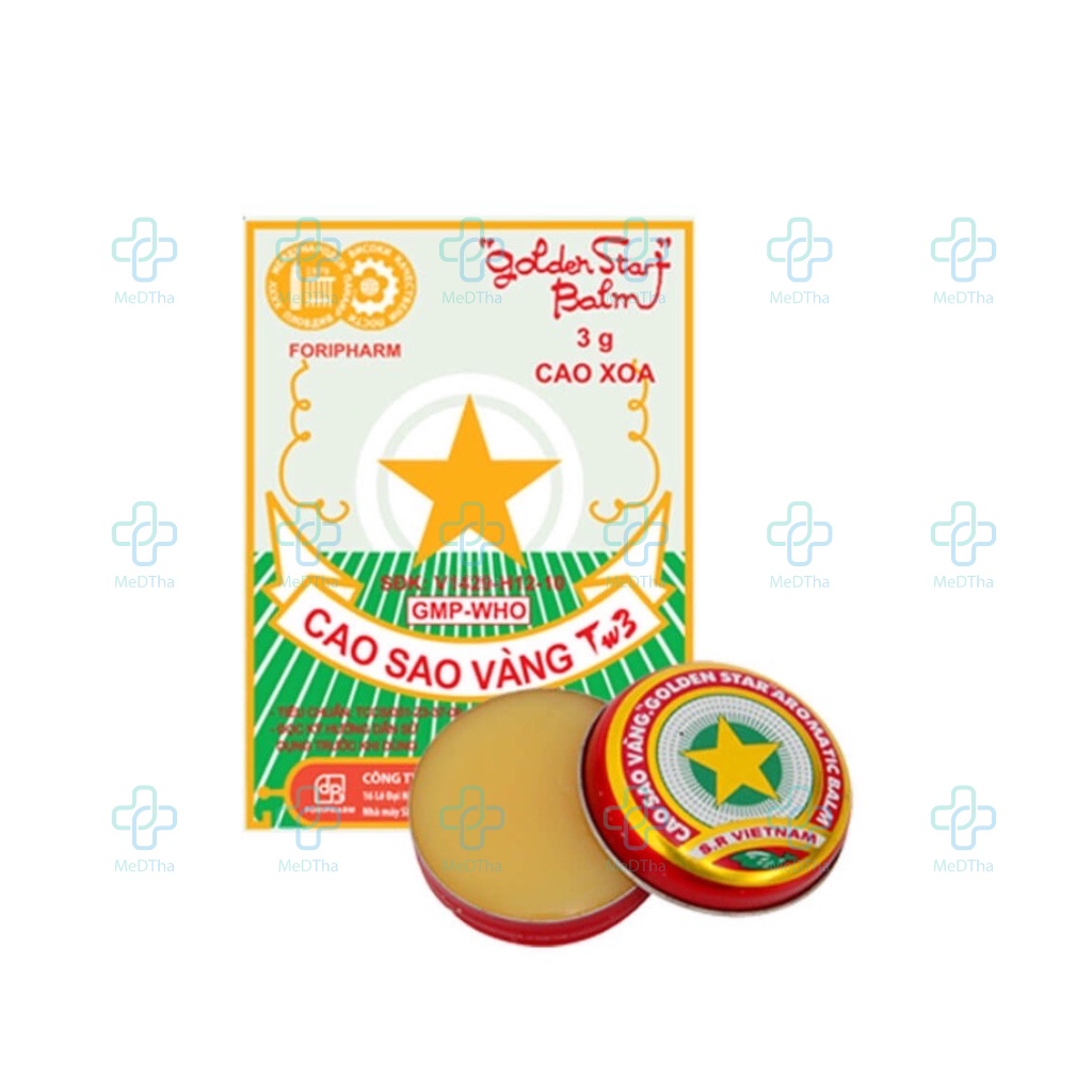 Cao Sao Vàng (Dầu Cù Là) Dược TW3 - Cao Xoa Đau Bụng, Nhức Đầu, Say Tàu Xe, Cảm Lạnh (Hũ 3g)