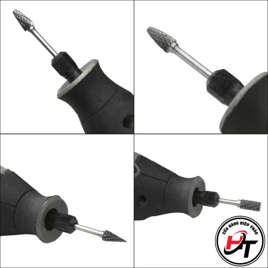 Bộ 10 mũi mài hợp kim mini điêu khắc gỗ lũa kim loại sắt nhựa chuôi 3mm BMMHK-3MM