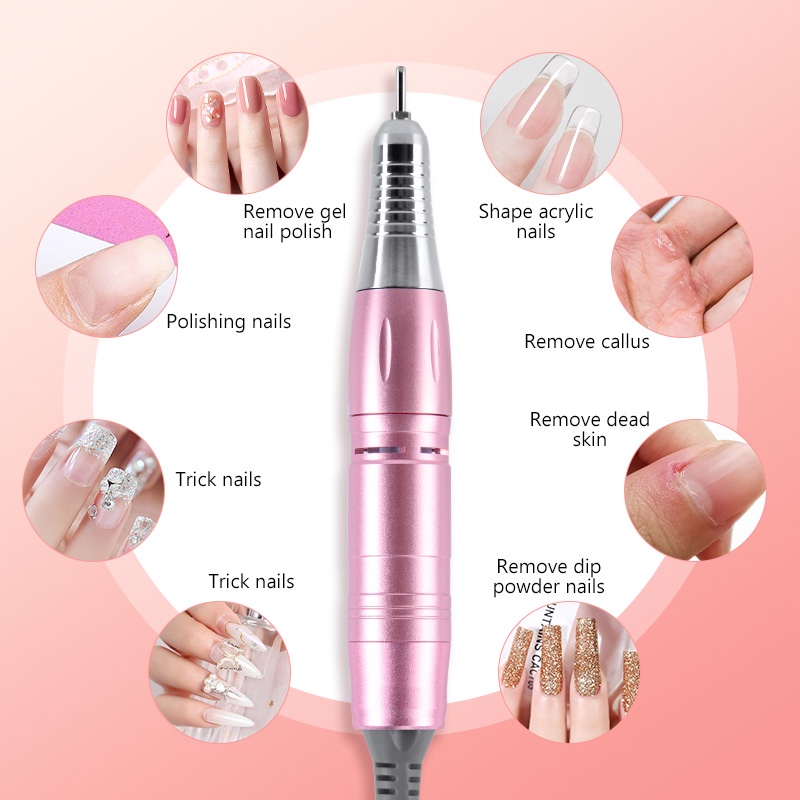 Máy Mài Móng Tay 101 35000RPM Mini Di Động Kèm Đầu Thay Thế Tiện Dụng