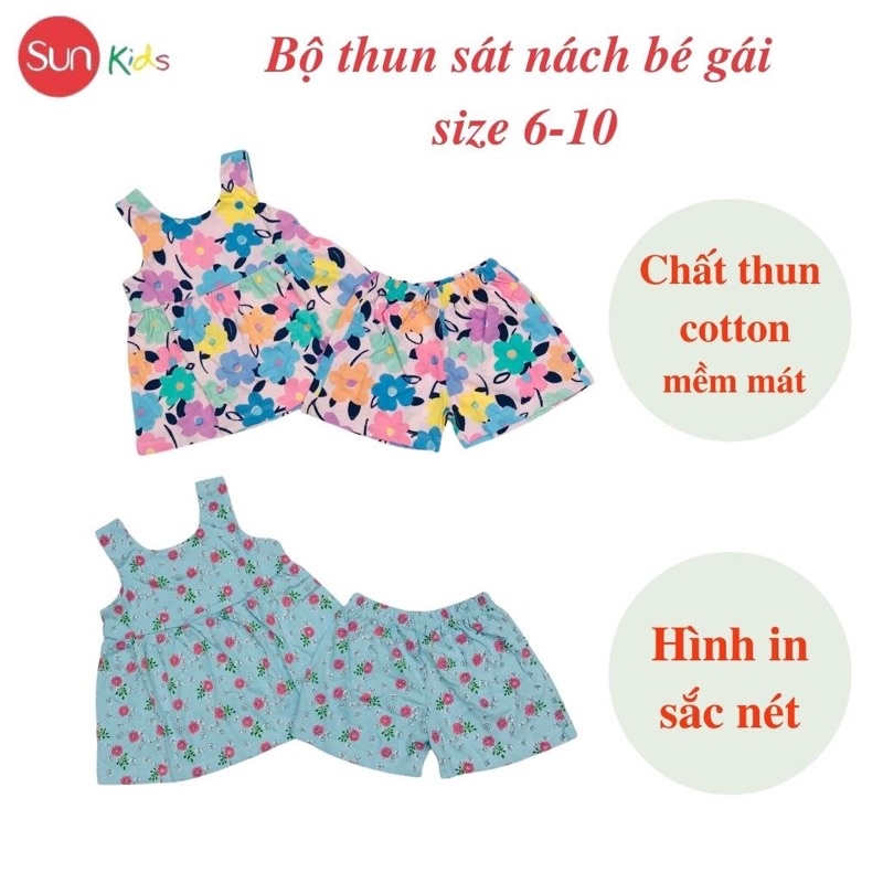 Đồ bộ thun bé gái, đồ bộ trẻ em chất cotton, có nhiều màu, size 6-10 tuổi - SUNKIDS1