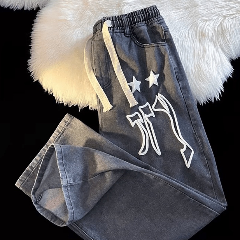 Quần Jean Dài Lưng Thun Dáng Rộng Phong Cách Nhật Bản Thời Trang Cho Nam size S-3XL