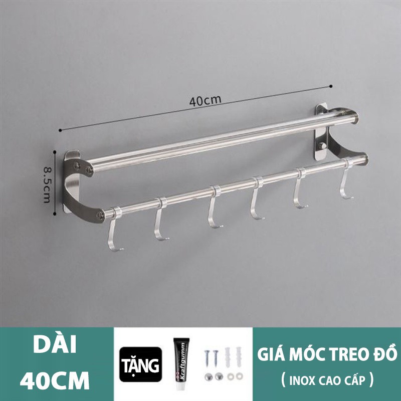 Giá Treo Gài Dao Thớt Inox 304 Vando Kèm 6 Móc, Kệ Để Dụng Cụ Nhà Bếp Đa Năng