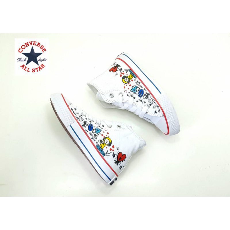 Giày Sneaker converse all star bt21 bts Họa Tiết Nhân Vật Hoạt Hình Đáng Yêu Dành Cho Bé