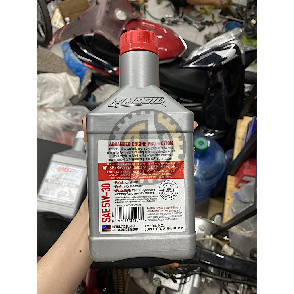 Nhớt xe ga Amsoil OE 5W30 Synthetic Motor Oil (OEF) - 946ml - LỌC NHỚT SU-YA