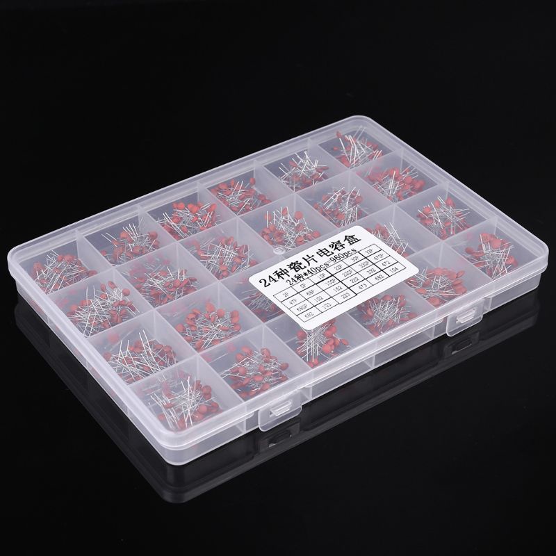 Set 960 Tụ Điện Gốm 50V 24 Giá Trị x 40 Cái Kèm Hộp Đựng