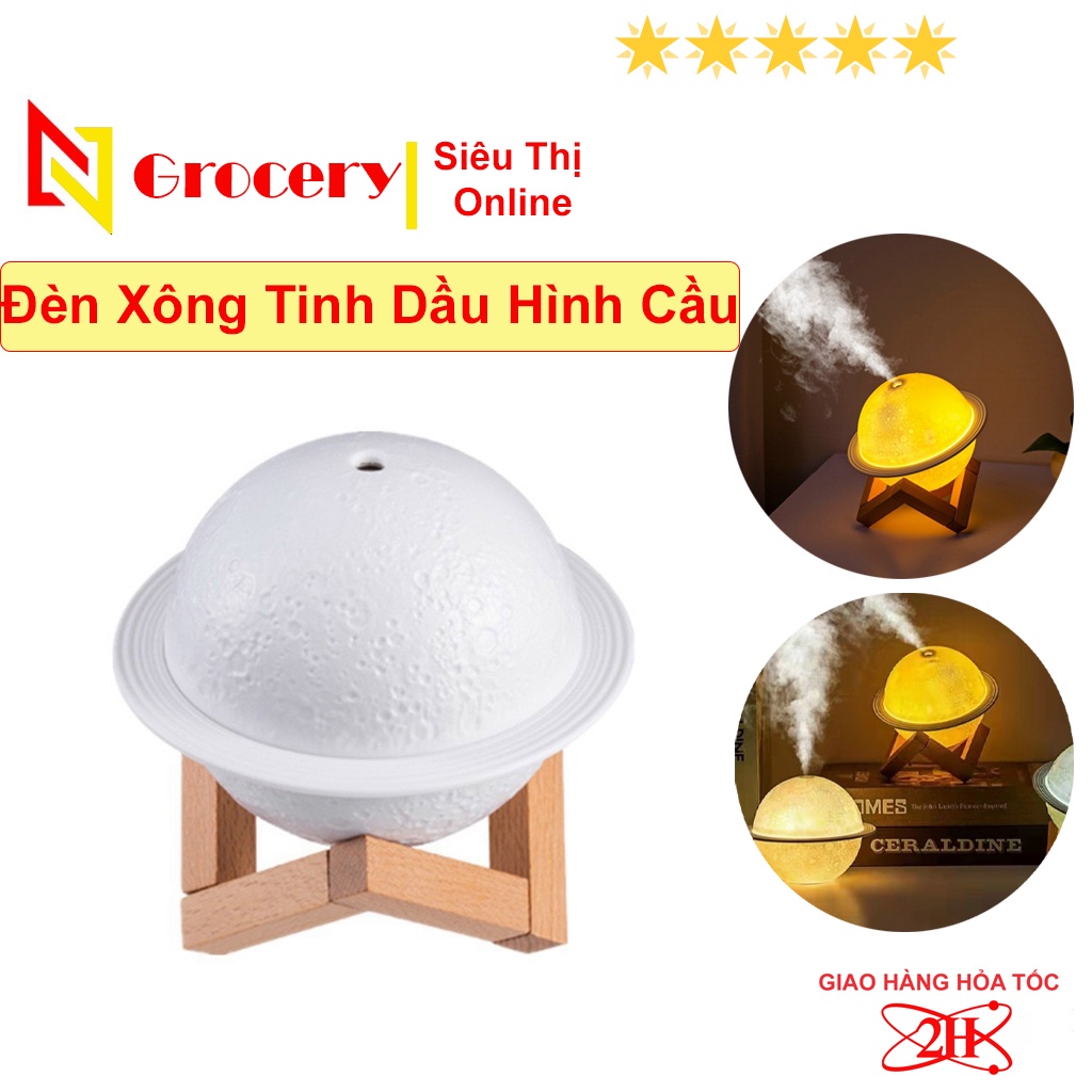 [Hàng Cao Cấp] Đèn Xông Tinh Dầu Hình Cầu, Phun Sương Tạo Độ Ẩm, Có Đèn LED Cho Phòng Làm Việc Phòng Ngủ