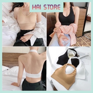 Áo Bra Nữ Thun Tăm Hở Lưng Cổ Yếm Có Đệm Ngực V100