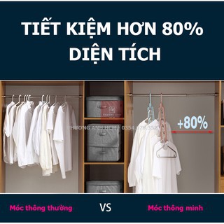 Móc nhựa treo quần áo 9 lổ treo đồ tiết kiệm diện tíc Thông Minh treo dc 9 áo quần xếp gọn trong tủ xoay 360*