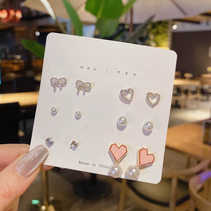 Bông tai bạc 925 hình nơ đính ngọc trai đơn giản cho nữ