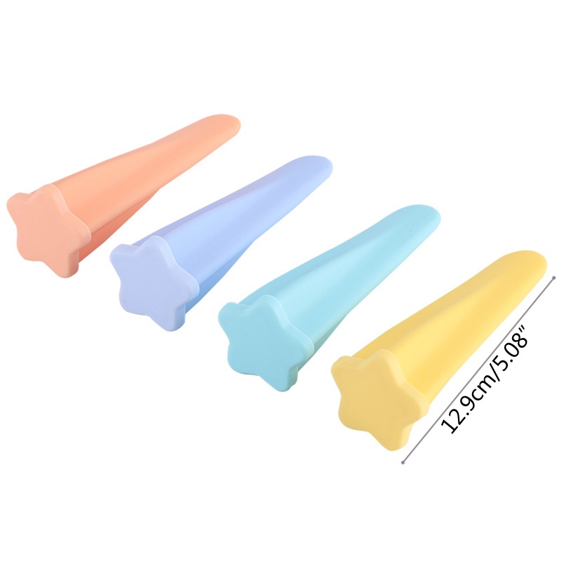 Bộ 4 Khuôn Silicone Làm Kem Que Có Nắp DIY