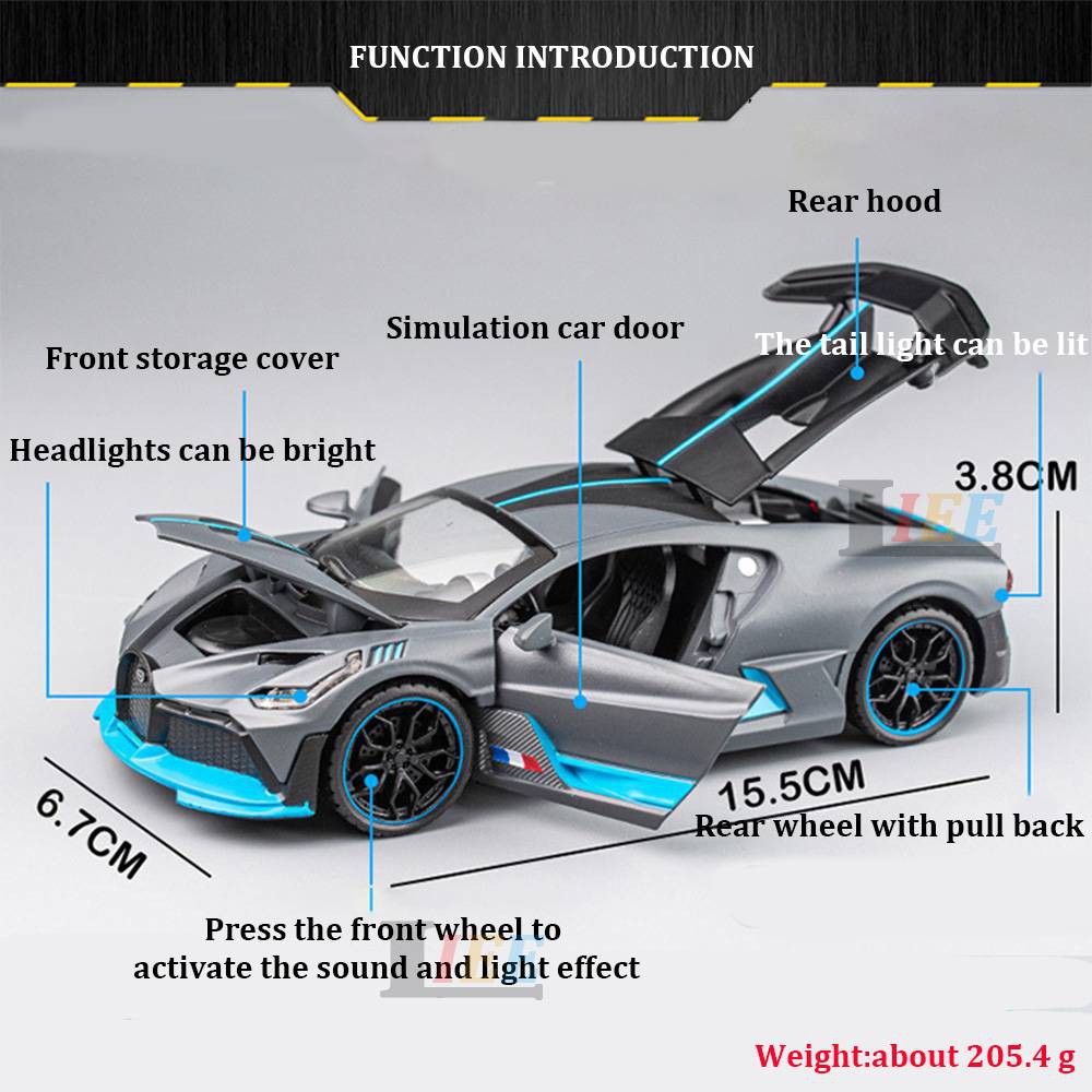 Đồ chơi mô hình xe hơi Bugattis-DIVO đúc khuôn hợp kim tỷ lệ 1:32