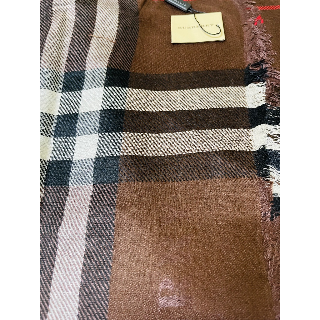 Khăn quàng cổ HOẠ TIẾT BURBERRY NÂU 80x180cm-BBN, chất dạ 4 lớp SANG  Khăn lụa ThyThy HÀN QUỐC