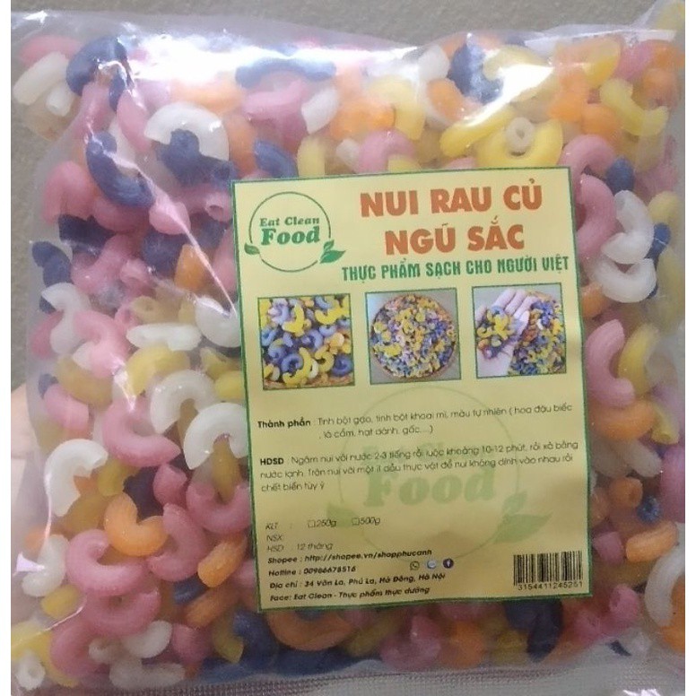 Nui ngũ sắc từ rau củ gồm chùm ngây / khoai lang tím/lứt đỏ/ ngũ sắc gói 500g