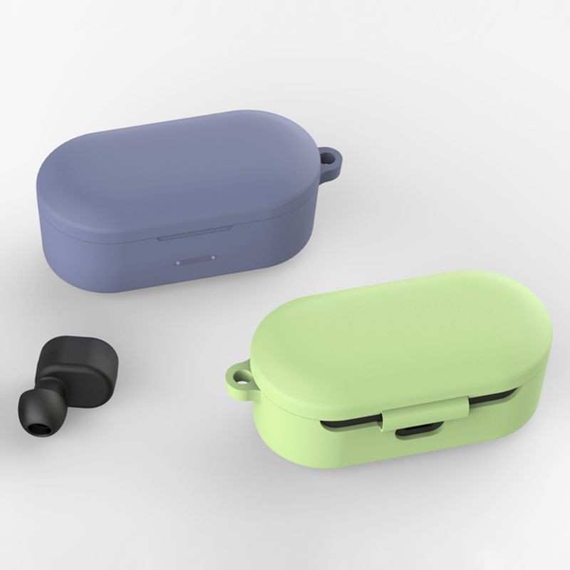 Vỏ Bảo Vệ Hộp Sạc Tai Nghe Qcy T1S / T2C Bằng Silicon Chống Rơi Kèm Móc Khóa Tiện Dụng