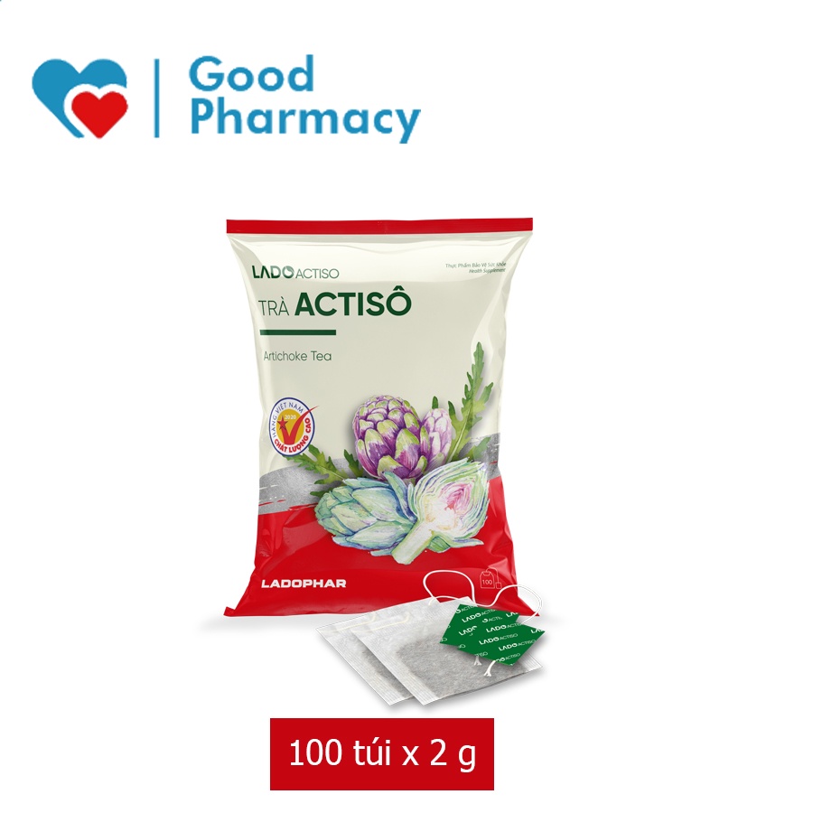 Trà Lado Actiso / Atiso Ladophar túi lọc (Đà Lạt) giúp thanh nhiệt, mát gan, giải độc, bảo vệ gan [Ladotea, Tea]