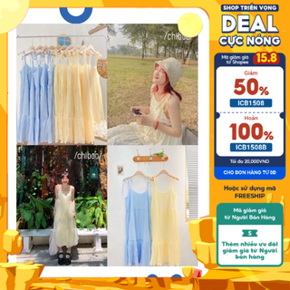   2 màu video thật  Váy 2 dây baby doll 2 lớp tone màu pastel dành cho mùa hè 