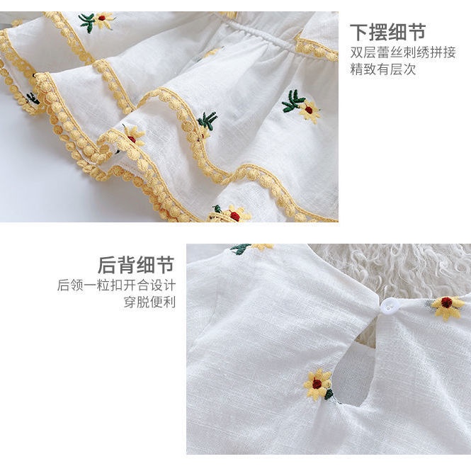 Bé gái 1-6 tuổi áo sơ mi dài tay cotton tinh khiết váy ren thêu áo sơ mi bé gái