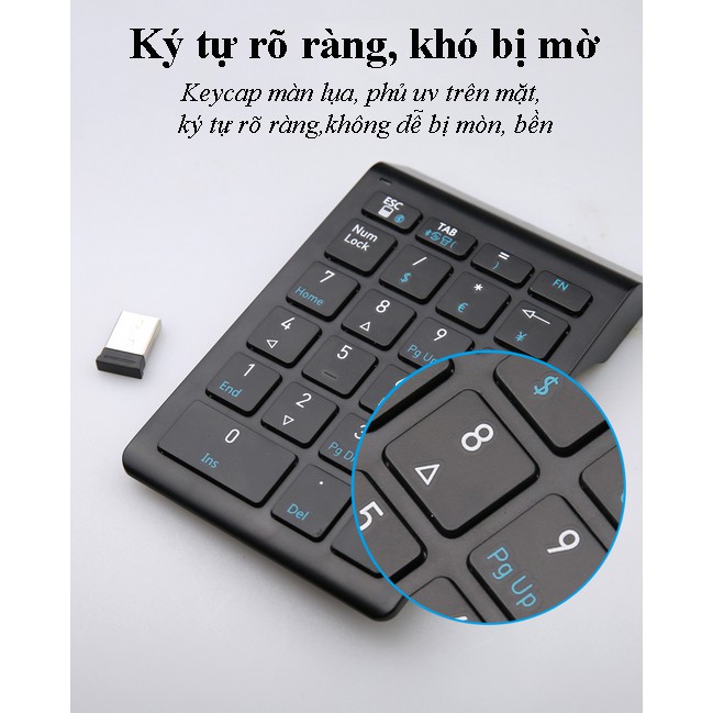 Bàn phím số không dây Dual Mode Newmen TK-029 Black (Bluetooth &amp; 2.4Ghz ) - Hàng chính hãng