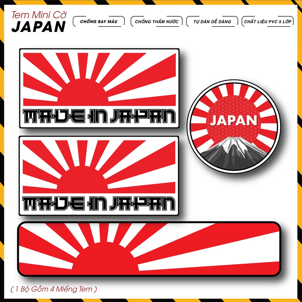 Sticker Dán Xe Logo Nhật Bản Dán Xe Máy, Xe Điện |MN03JP| Hình Dán Japan Cao Cấp Chống Nước, Bền Màu, Chất Liệu Bóng Đẹp