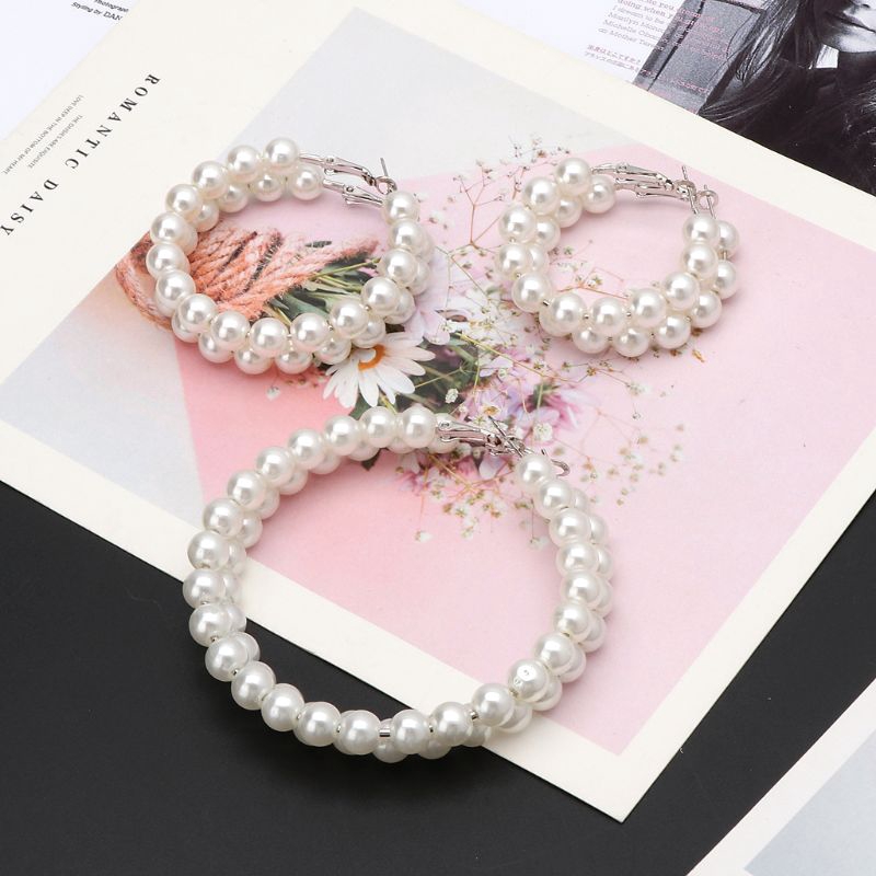 Bông tai hình tròn đính ngọc trai nhân tạo thanh lịch